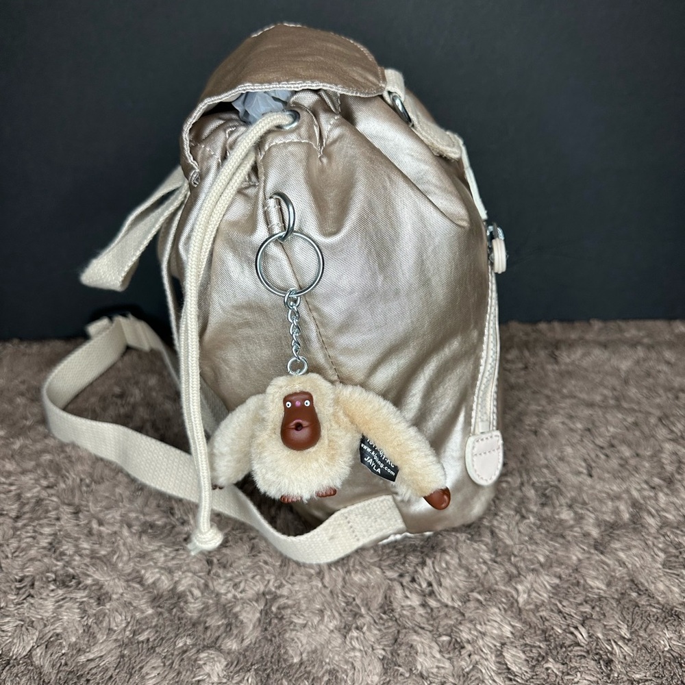 Kipling Silver Backpack With Drawstring Closure A… - image 2